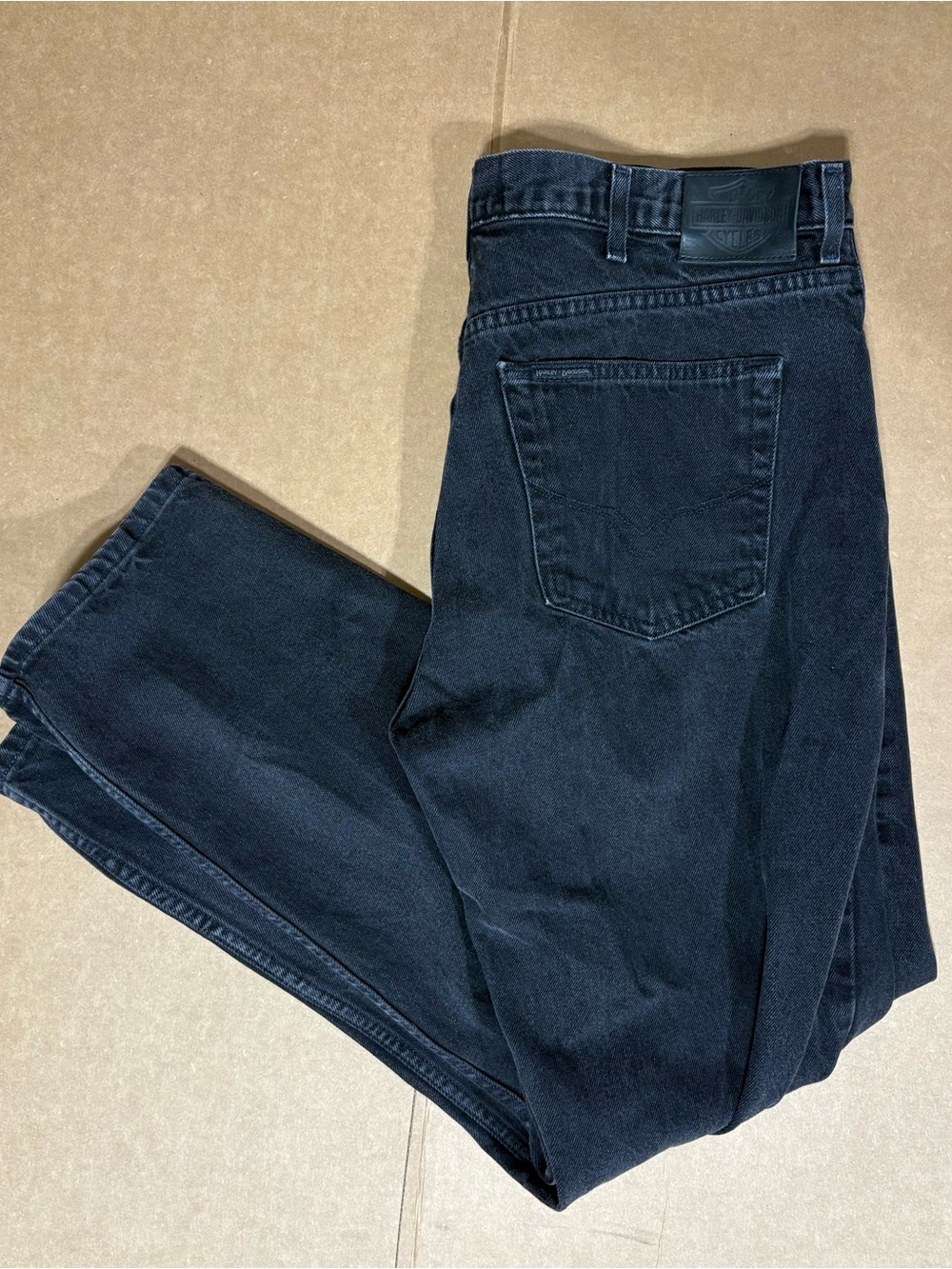 Retro 2008 Harley Davidson Genuine MotorClothes Black Denim Jeans Mens 40x32 Y2K - Picture 6 of 16